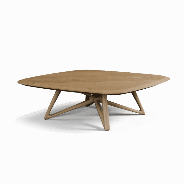 nowoczesny niski stolik drewniany kwadratowy design