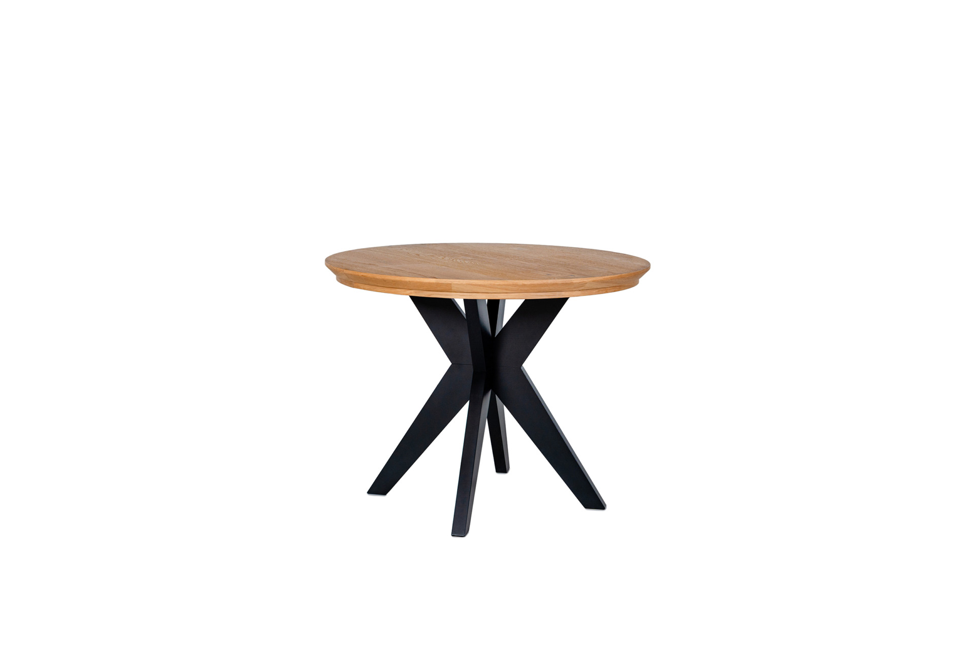 Stol Rico ze scieta krawedzia rozkladany okragly stol na stabilnych czarnych nozkach 1