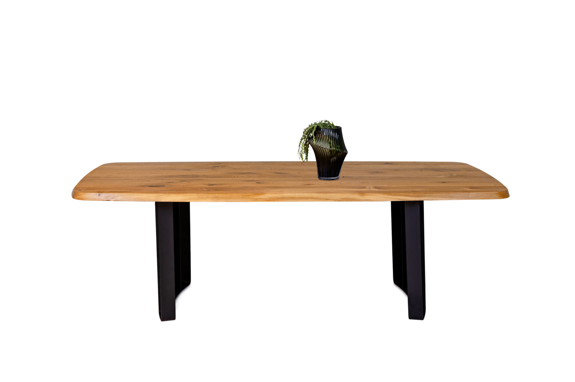 Stół A42 – Rustykalny dębowy blat na nowoczesnych czarnych nogach