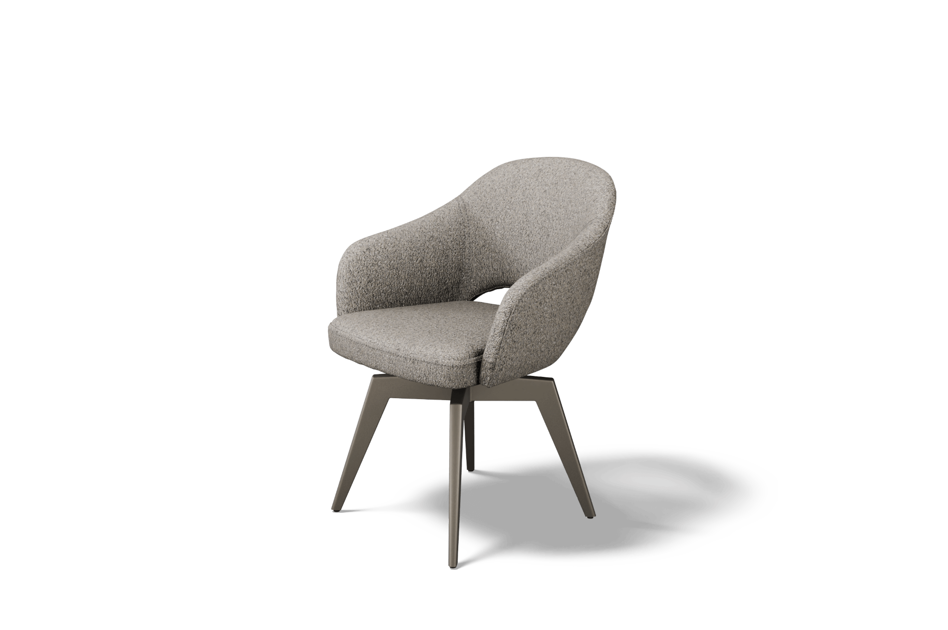 K 30 krzeslo na masywnej obrotowej nodze z podlokietnikami jasny braz tkanina boucle metalowa noga tc meble dobrodzien producent luksusowych krzesel we wloskim stylu 3