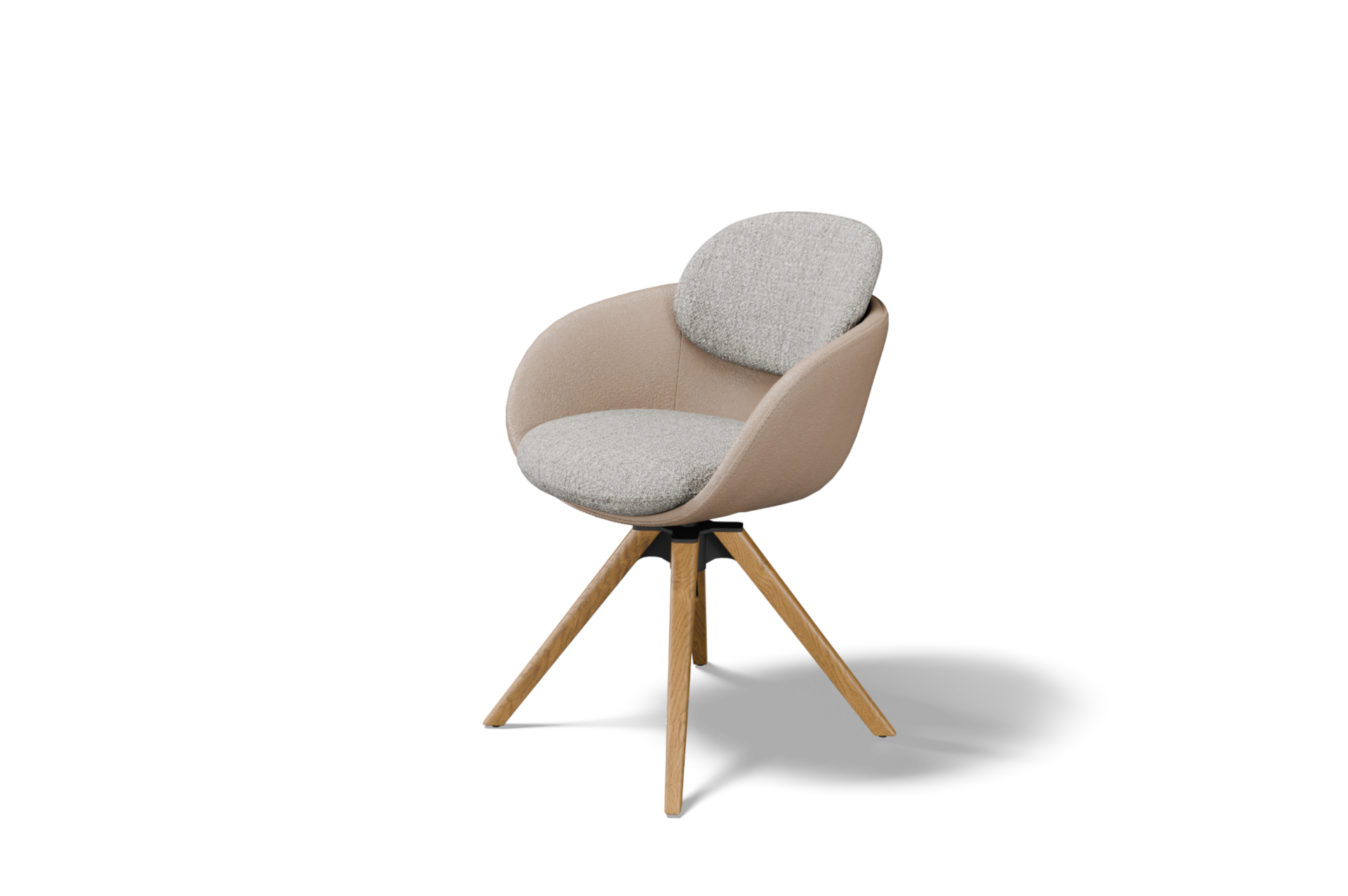 K 31 krzeslo na drewnianej masywnej nodze debowej z obrotem z powrotem na stale miejsce skora naturalna i tkanina 2