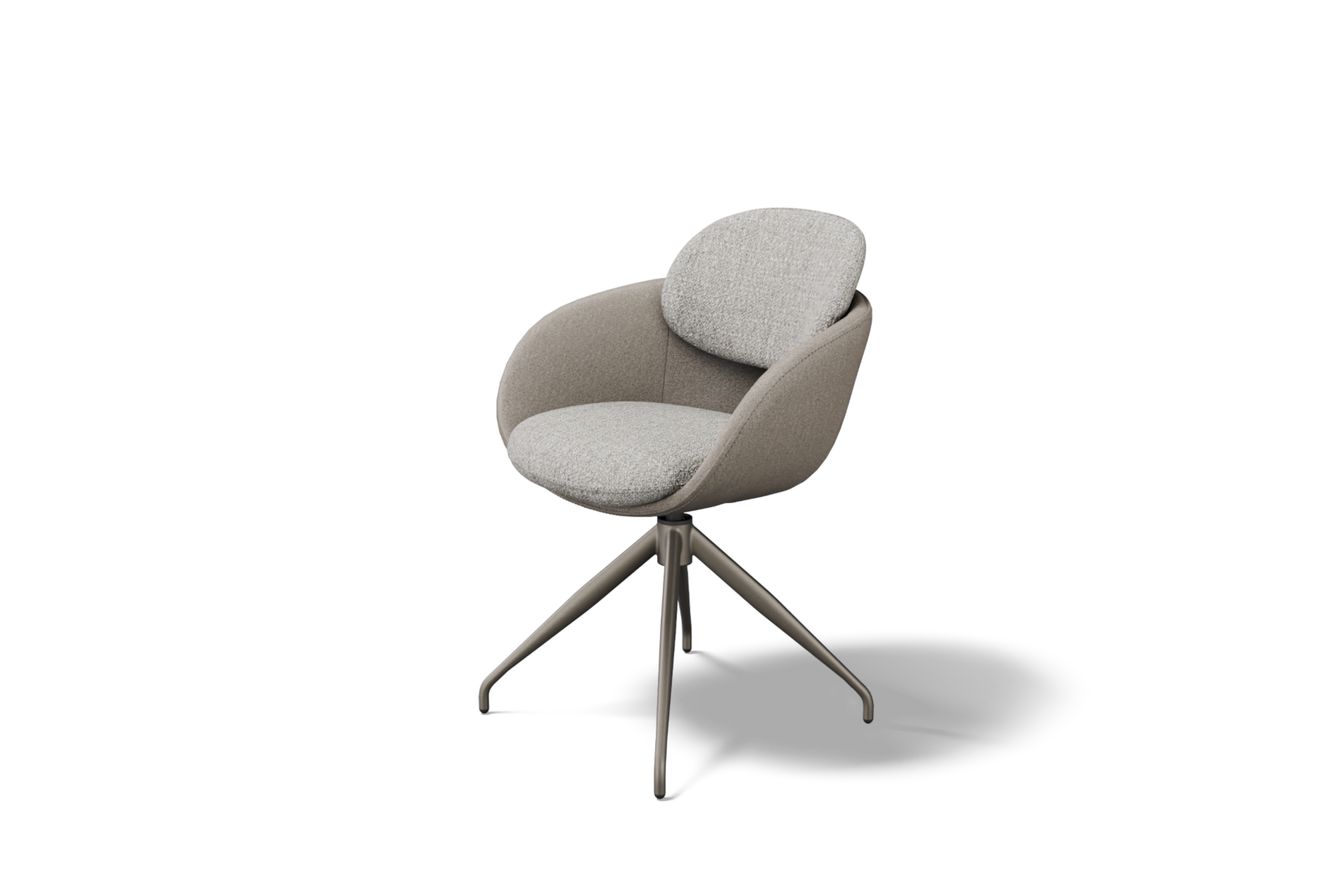 Krzeslo K 31 nowoczesny design lekka forma dzieki dzielonemu siedziski tkanina skora na metalowej obrotowej nodze kolor szampanski 2