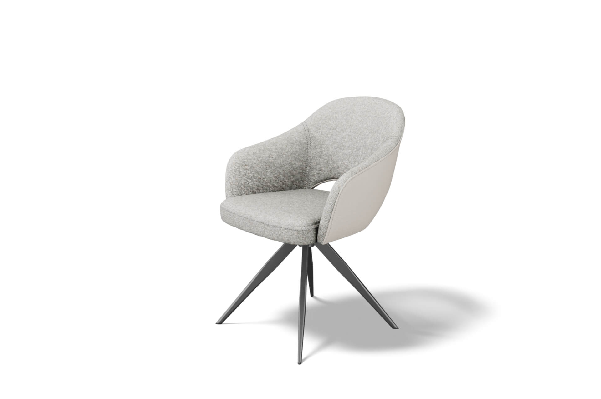 Krzesło K-30 z podłokietnikiem &ndash; szara tkanina na czarnej obrotowej nodze