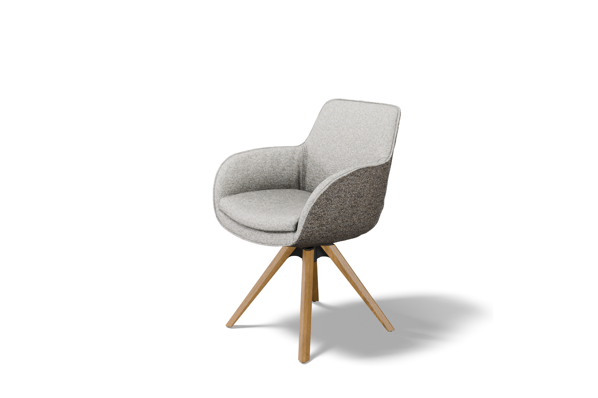 Bezowe wygodne krzeslo z podlokietnikiem masywny ksztalt mocna stabilna noga obrotowa naturalny dab autoreturn powrot automatyczny krzesla na zamowienie Dobrodzien 3