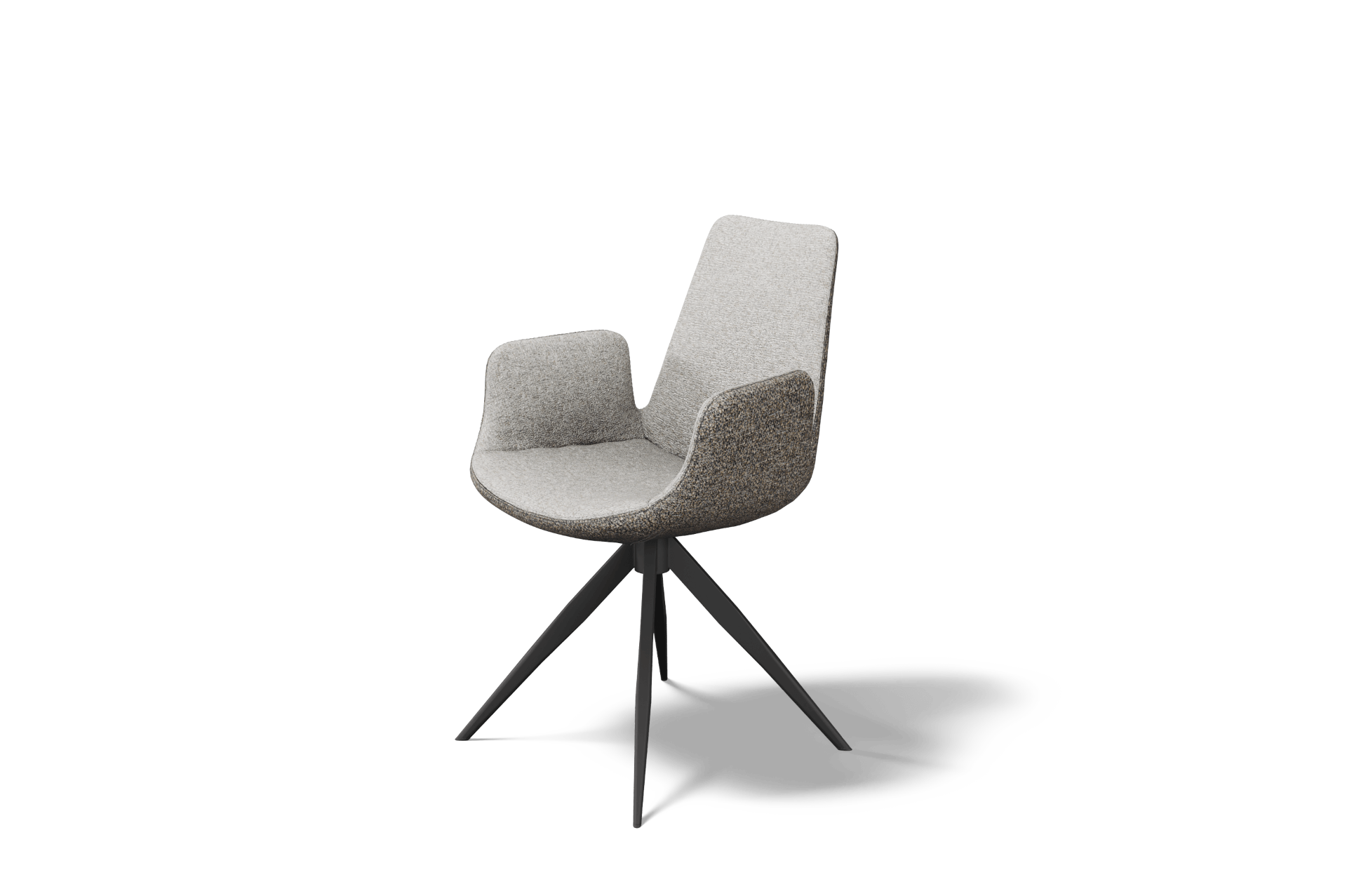 Krzeslo K 32 eleganckie siedzisko ze zmywalnej szarej tkaniny w odcieniach szarosci i bezu na czarnej nodze z mechanizmem obrotowym producent polski dobrodzien 3