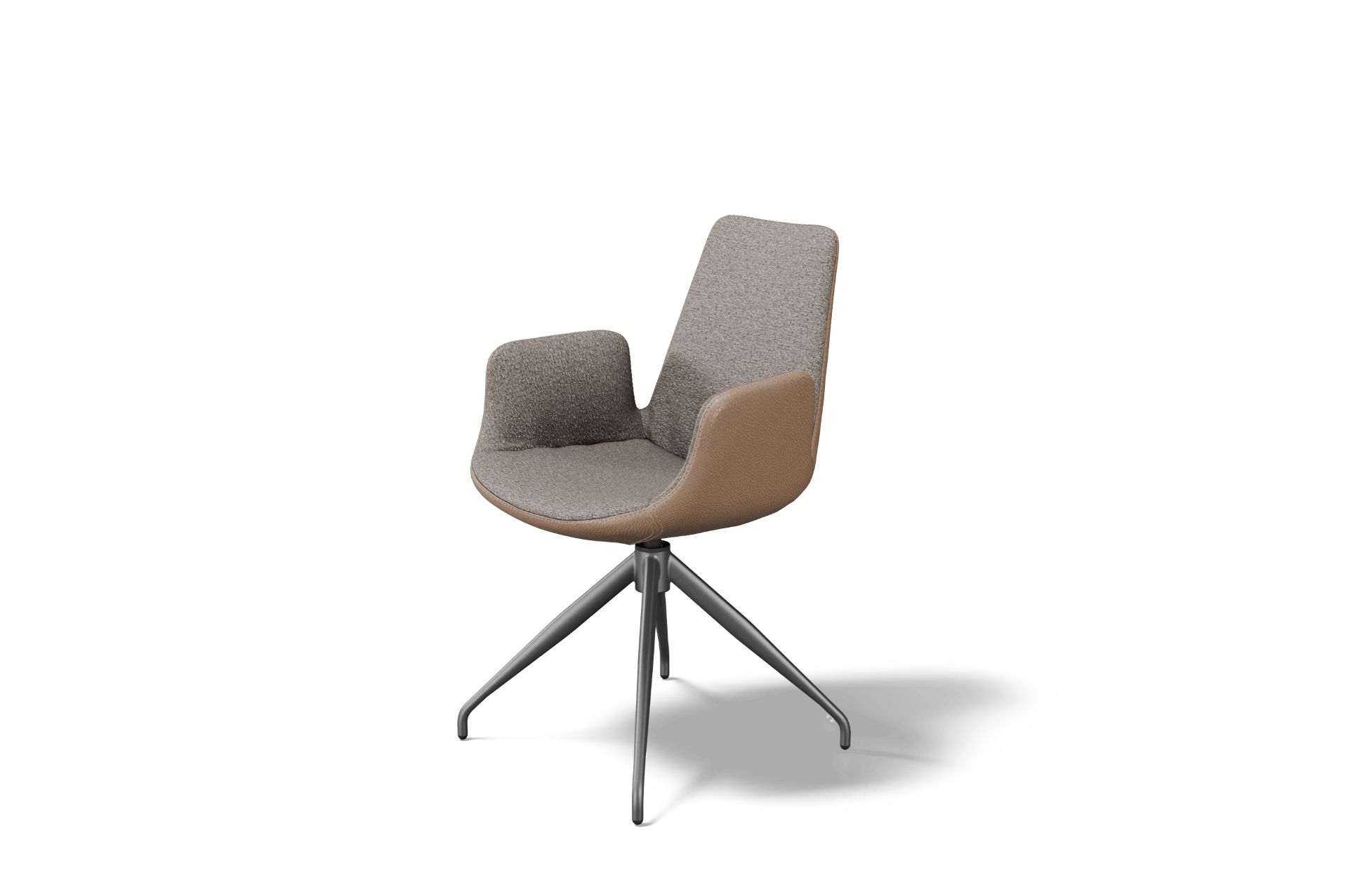 Krzeslo K 32 na metalowej czarnej nodze z obrotem w okolo mocne lozyska stabilne krzeslo na zamowienie mocna plamoodporna tkanina z brazowa skorna natualna 2