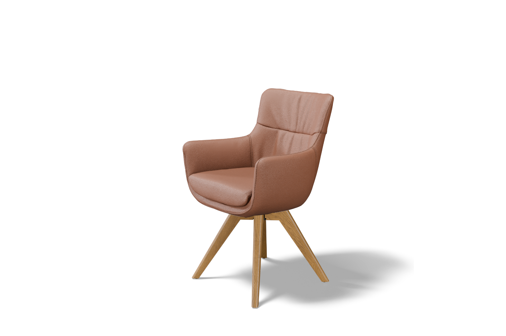 Krzesło K-36 &ndash; dębowa noga obrotowa, sk&oacute;ra naturalna premium