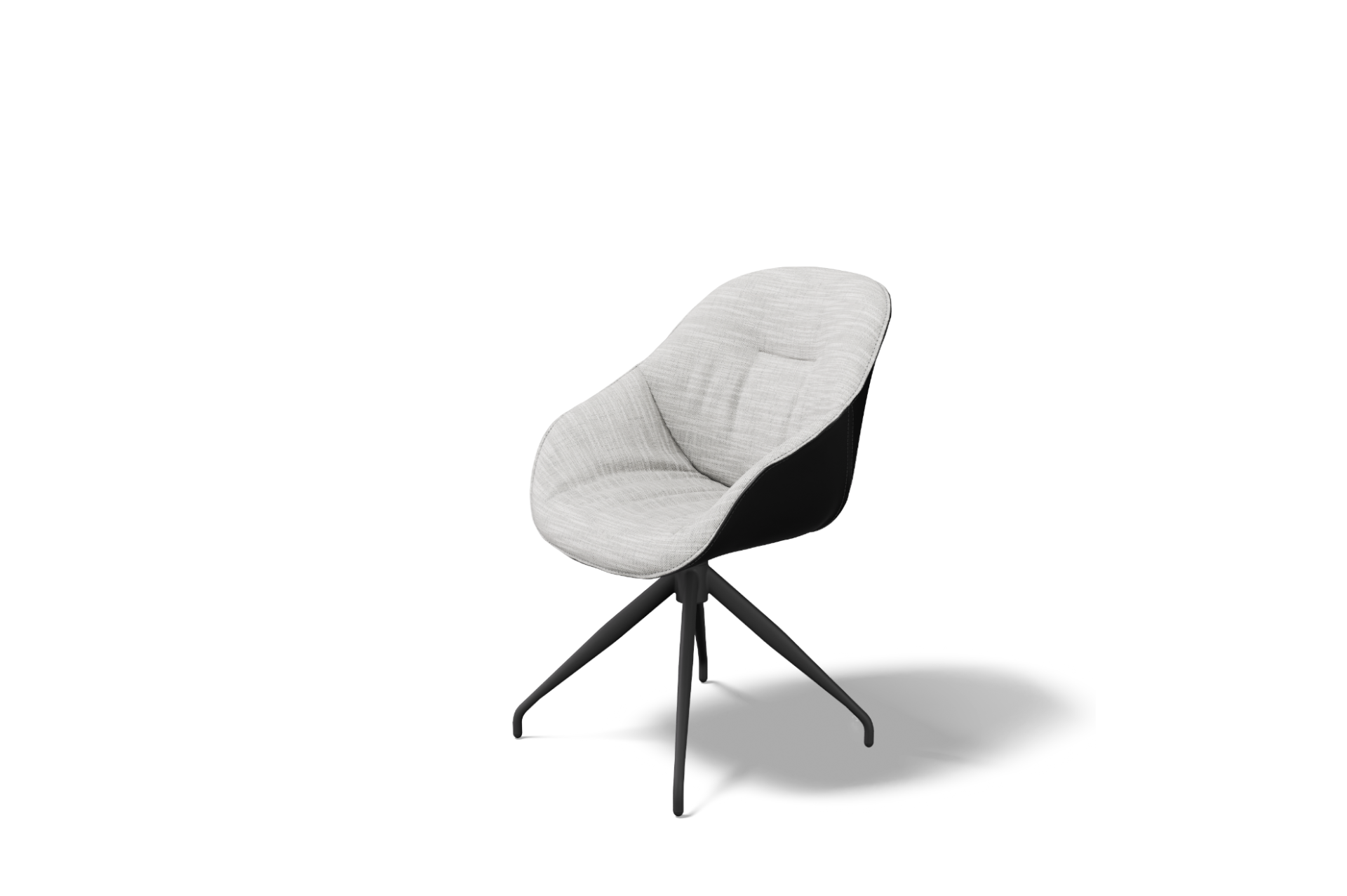 Krzeslo TC K 41 na nodze metalowej 1285 w czarnym kolorze tapicerka czarna skora naturalna i jasnoszare siedzisko z materialu tkaniny zmywalnej do duzego salonu 3