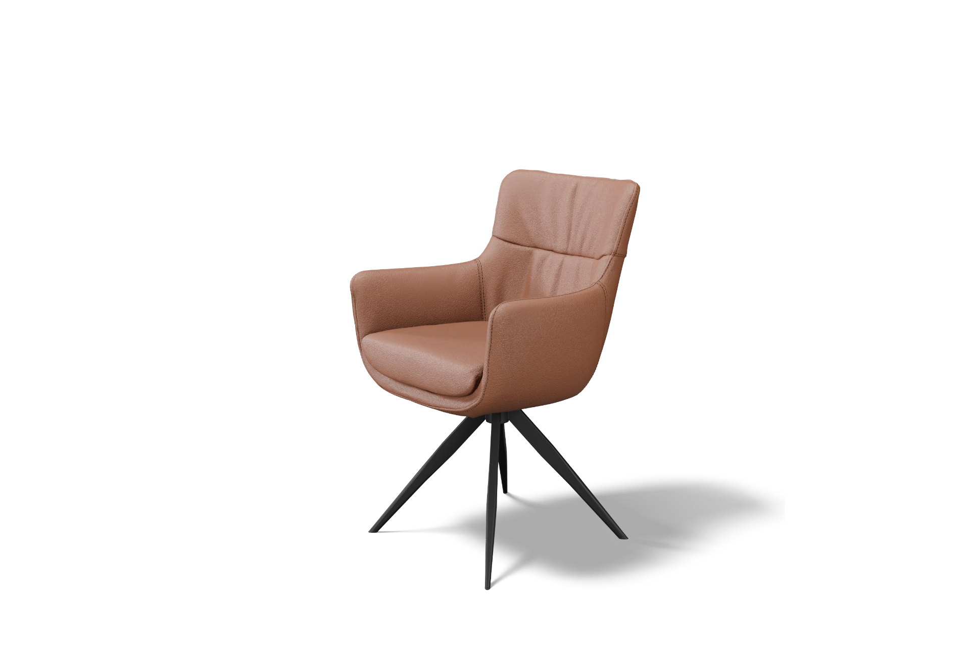 Krzeslo z brazowej skory naturalnej wysokiej jakosci bez polysku na ciemnych 4 nozkach metalowych wygodne siedzisko z boczkami z obrotem 1