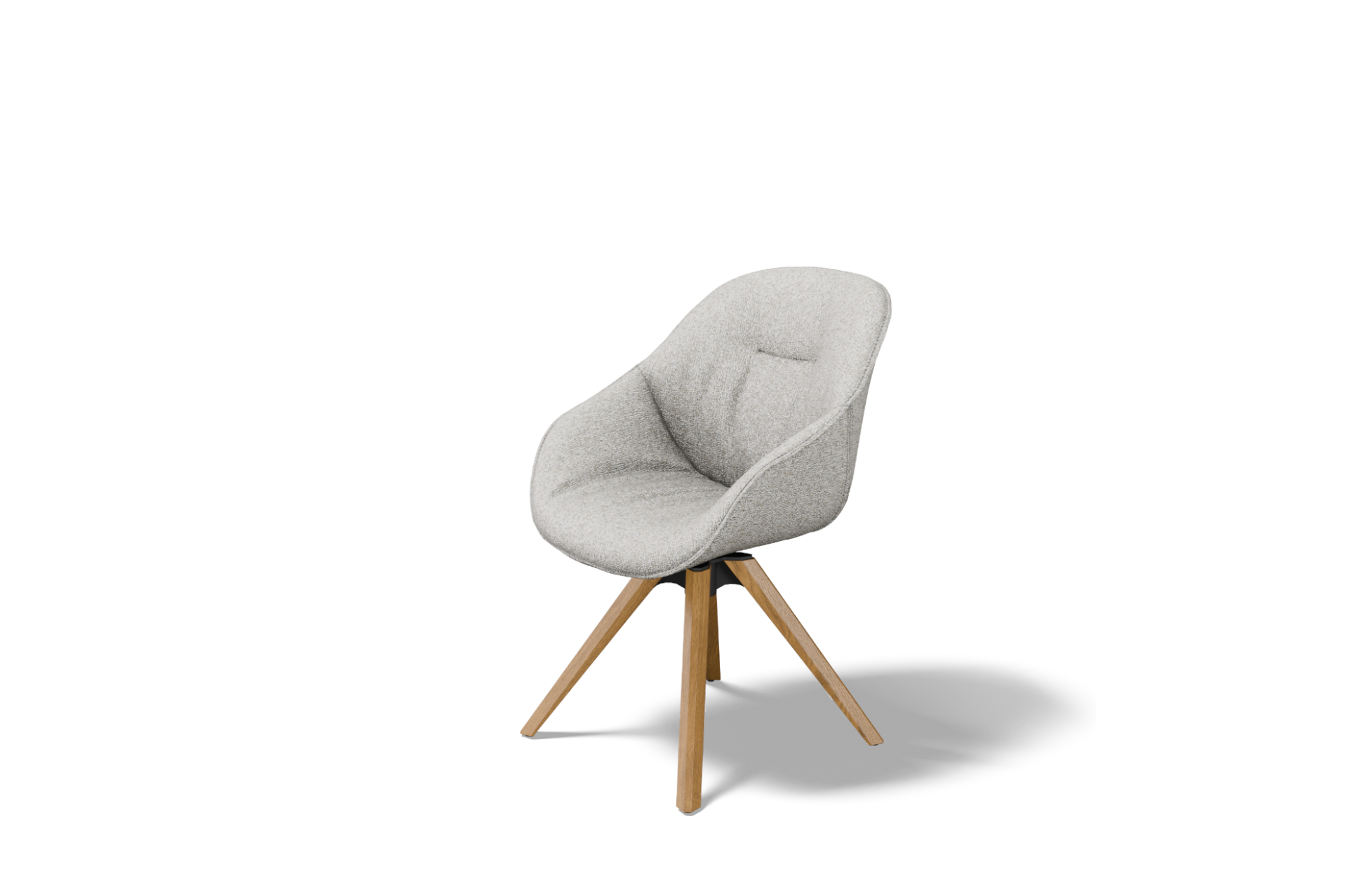 Kubelkowe krzeslo K 41 z podlokietnikami na drewnianych nogach z mechanizmem obrotu jasna tapicerka material fibreguard 1