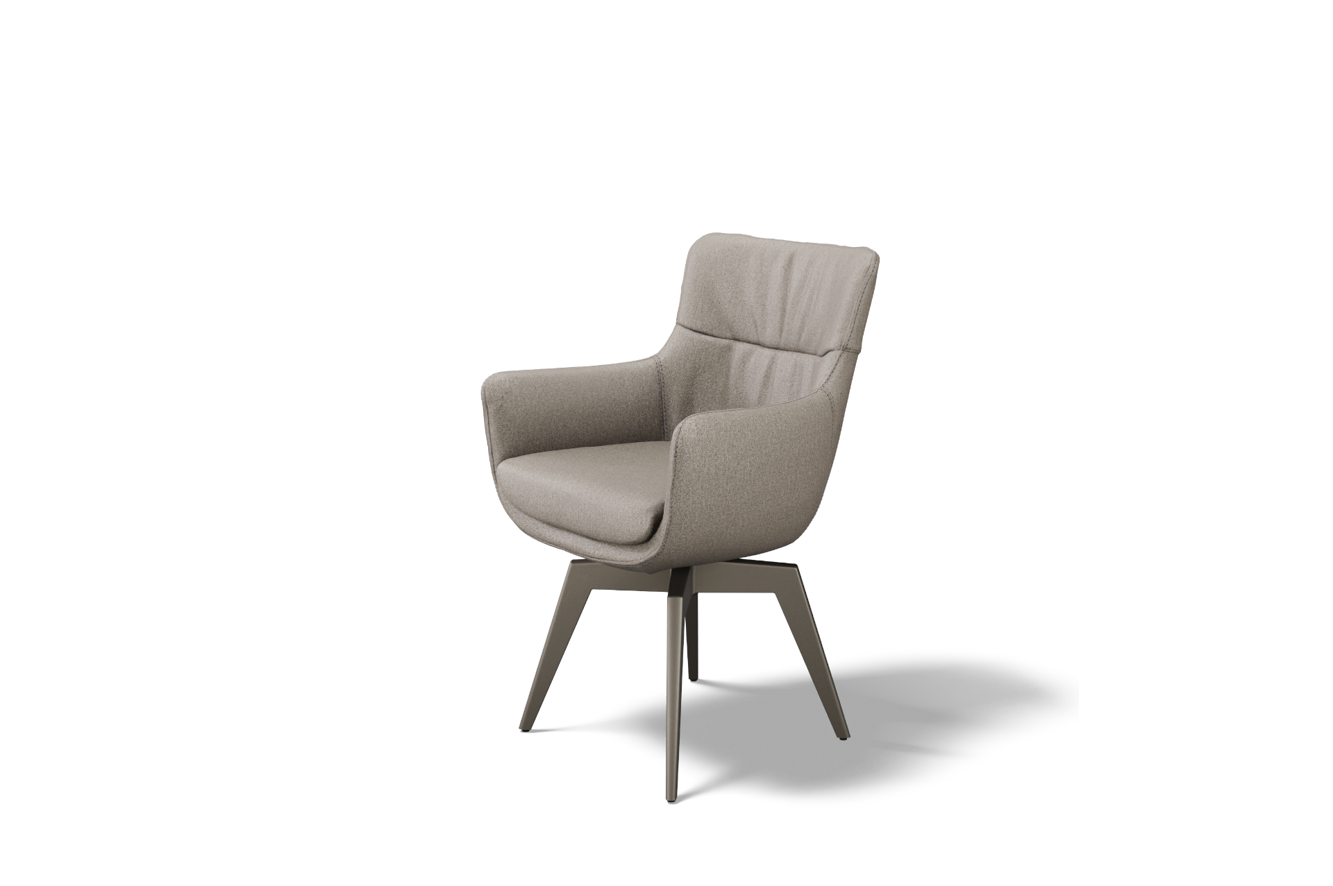 Wygodne i stabilne krzeslo z podlokietnikami z naturalnej bezowej skory licowej obrotowa szara noga metalowa na 4 nozkach kubelek fotel producent mebli Dobrodzien 1