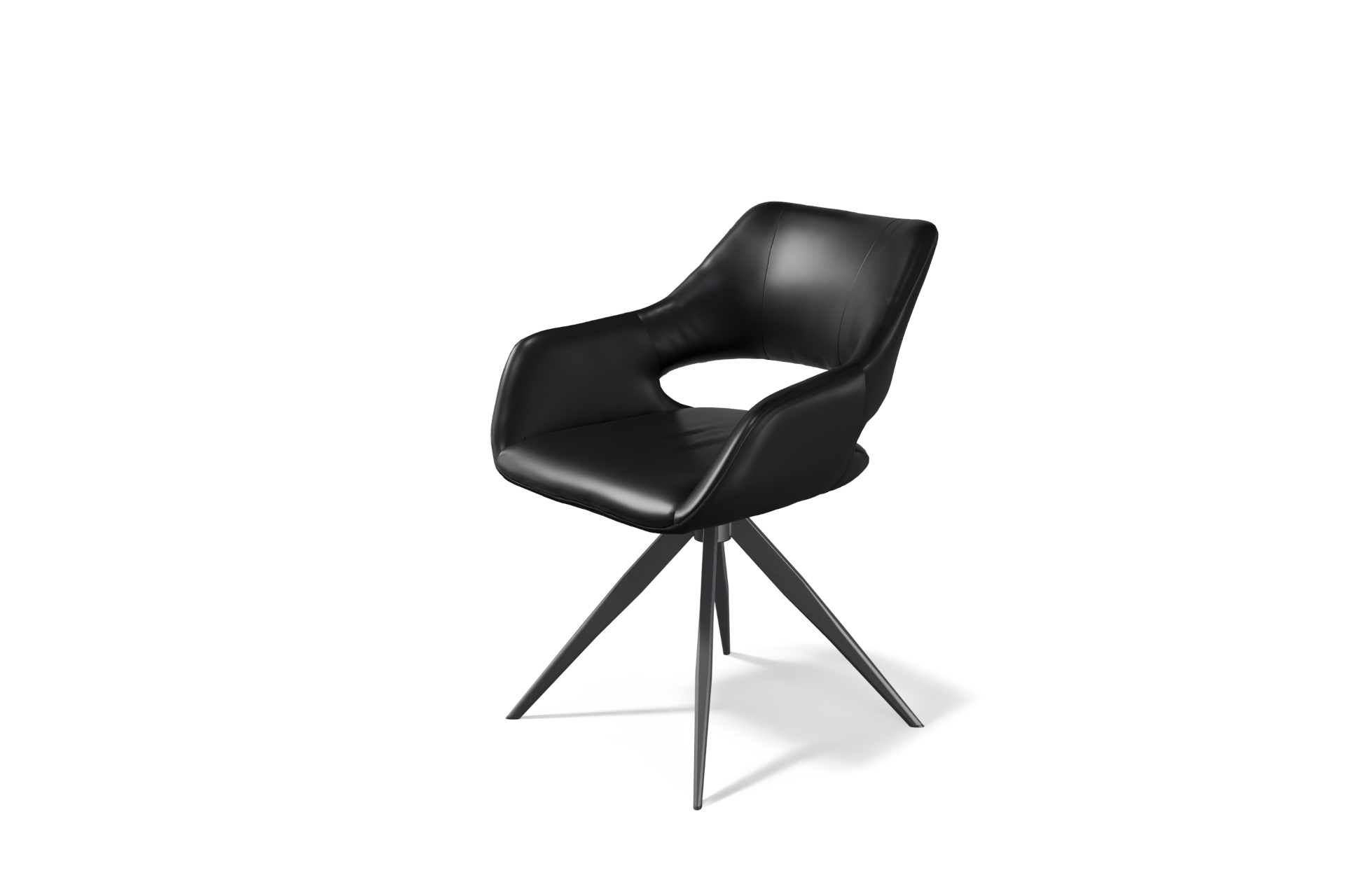 czarne krzesło sk&oacute;rzane obrotowe z podłokietnikami nowoczesne