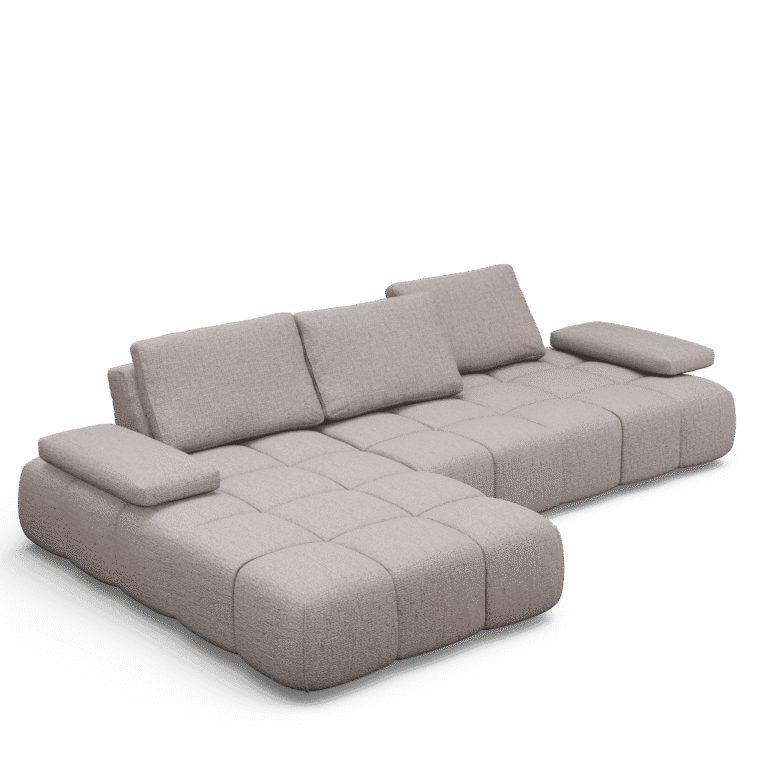 Nowoczesna szara sofa modułowa z miękkimi poduszkami